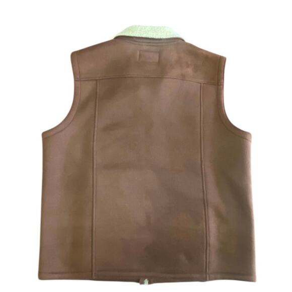 Lauren Ralph Lauren Brown Fleece-Lined Zip Vest Size L Sherpa Collar Workwear - Picture 2 of 8